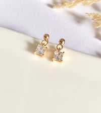Image 1 of Tiny Square Crystal Earrings