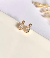 Image 3 of Tiny Oval Crystal Earrings