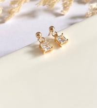 Image 2 of Tiny Square Crystal Earrings
