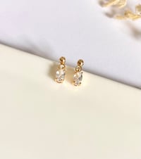 Image 4 of Tiny Oval Crystal Earrings