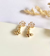 Image 1 of Flower Butterfly Crystal Earrings
