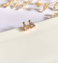 Image 2 of Tiny Round Crystal Earrings