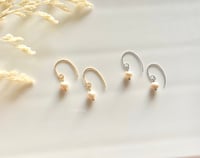 Image 2 of Tiny Etched Pearl Earrings
