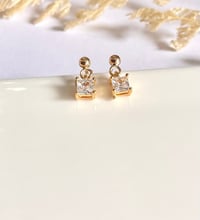 Image 3 of Tiny Square Crystal Earrings