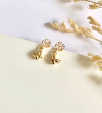 Image 2 of Flower Butterfly Crystal Earrings