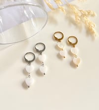 Image 1 of Double Heart Huggie Earrings