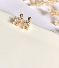 Image 4 of Tiny Square Crystal Earrings