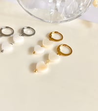 Image 2 of Double Heart Huggie Earrings