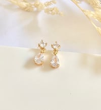 Image 1 of Hanging Teardrop Crystal Earrings