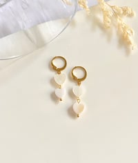Image 3 of Double Heart Huggie Earrings