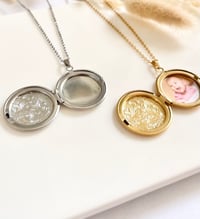 Image 2 of Floral Engraved Circle Locket Pendant