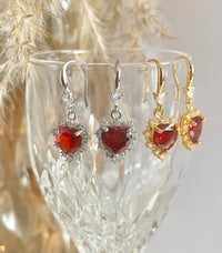 Image 1 of "Sweetheart" Red Crystal Earrings