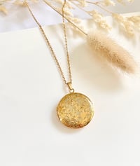 Image 3 of Floral Engraved Circle Locket Pendant
