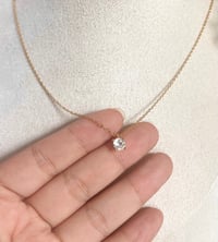 Image 1 of Tiny Round Crystal Solitaire Necklace