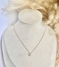 Image 2 of Tiny Round Crystal Solitaire Necklace