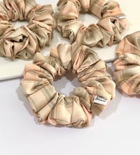 Image 1 of Plaid Peach Brown Scrunchie