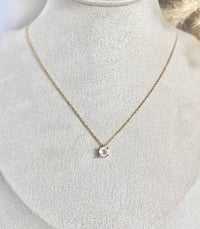 Image 4 of Tiny Round Crystal Solitaire Necklace