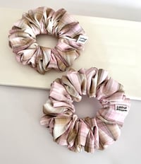Image 2 of Plaid Pale Pink Brown Scrunchie