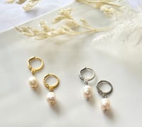 Image 1 of "Daily" Pearl Huggie Earrings