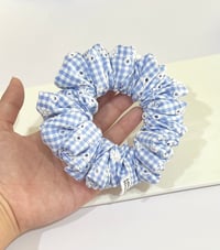 Image 4 of Checkered Blue Floral Scrunchie