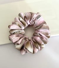 Image 3 of Plaid Pale Pink Brown Scrunchie