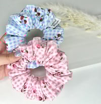 Image 1 of Checkered Strawberry/Cherry Scrunchie