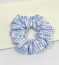 Image 5 of Checkered Blue Floral Scrunchie