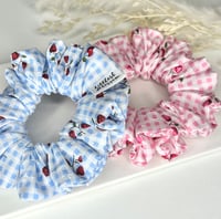 Image 2 of Checkered Strawberry/Cherry Scrunchie