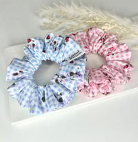 Image 3 of Checkered Strawberry/Cherry Scrunchie