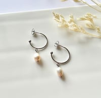 Image 2 of C-Hoop Pearl Drop Earrings