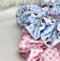 Image 4 of Checkered Strawberry/Cherry Scrunchie
