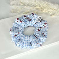 Image 5 of Checkered Strawberry/Cherry Scrunchie