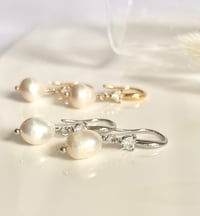 Image 1 of Crystal Heart Pearl Earrings