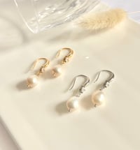 Image 2 of Crystal Heart Pearl Earrings