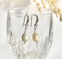Image 5 of Crystal Heart Pearl Earrings