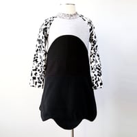 Image 1 of black and white oscars gown inspired scalloped hem 3T long sleeve dress courtneycourtney