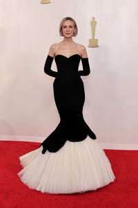 Image 4 of black and white oscars gown inspired scalloped hem 3T long sleeve dress courtneycourtney