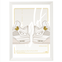 Image 2 of Limited Edition Sneaker Poster Air Jordan 4 “Metallic Gold” (Version 2) Hypebeast Print