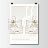 Image 1 of Limited Edition Sneaker Poster Air Jordan 4 “Metallic Gold” (Version 2) Hypebeast Print