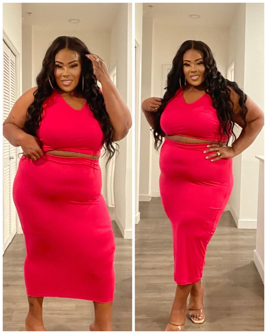 Image of 3PACK PLUS SIZE 2-PIECE SOLID PLUS SIZE SKIRT SET