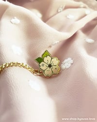 Image 3 of Bunnies & Blossoms Enamel Pin - Linked with Collar / Brooch Chain