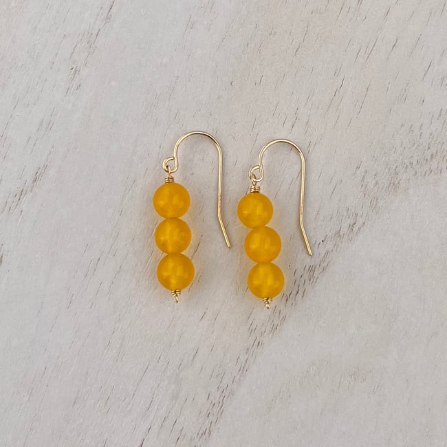 triple amber jade pea pod earrings