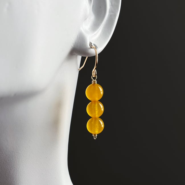 triple amber jade pea pod earrings