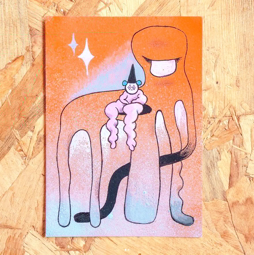 "CLOWN SUR UNE CHAISE" / Peinture originale