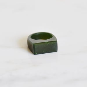 Image of Maw Sit Sit Jade (Chloromelanite Jade) rectangle face cut round band signet ring
