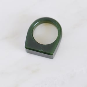 Image of Maw Sit Sit Jade (Chloromelanite Jade) rectangle face cut round band signet ring