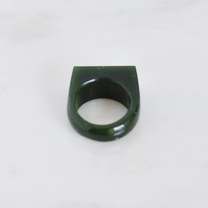 Image of Maw Sit Sit Jade (Chloromelanite Jade) rectangle face cut round band signet ring