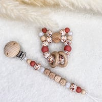 Image 4 of Anneau de dentition .. Fleur d'automne & terracotta .. Petit Chat