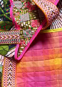 Image 2 of GREEN AND PINK QUILTED LARGE BAG