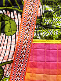 Image 3 of GREEN AND PINK QUILTED LARGE BAG